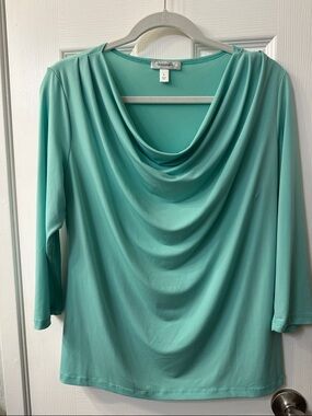 Dressbarn Draped Neck Teal size L Top